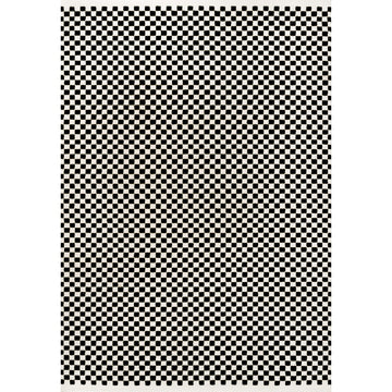 Finn High-Low Modern Minimalist Checkered Monotone Indoor/Outdoor Area Rug